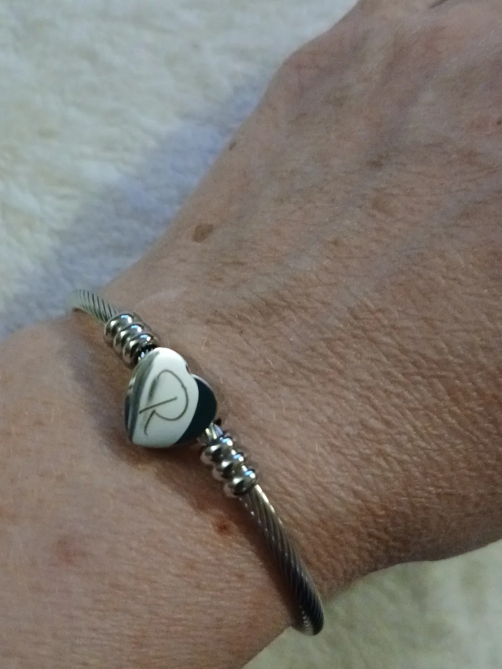 Amy and Annette Stainless Steel Charm Twisted Cable Bracelet 
